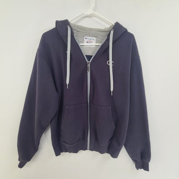 Champion Tops - Champion Eco Women's Hooded  Full Zip Up Jacket Sweatshirt Dark Blue Size M